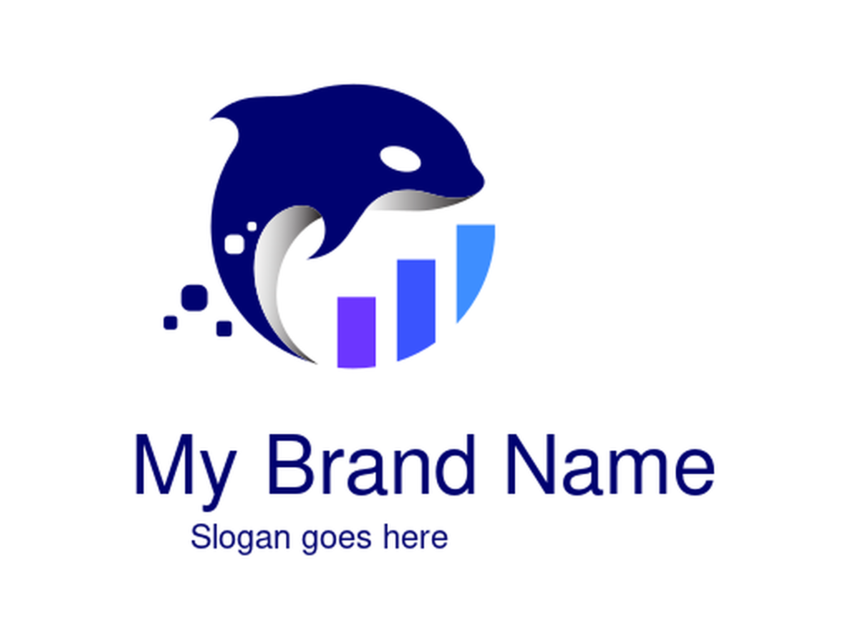 Abstract Blue Whale Bar Chart Finance Logo - Data Analytics and Investment Growth Symbol
